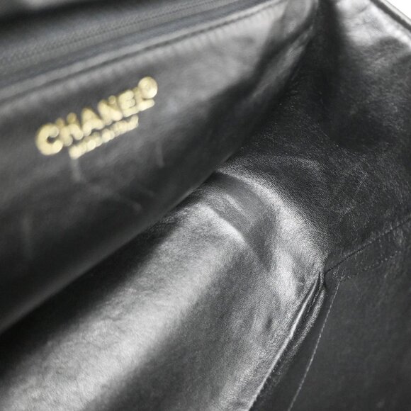 CHANEL CC Logo Chocolate Bar Shoulder Bag Canvas Leather Black GHW Italy - Picture 12 of 14